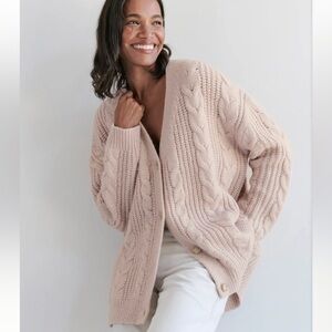 NWT $398 Jenni Kayne Blush Cable Cocoon Cardigan Large